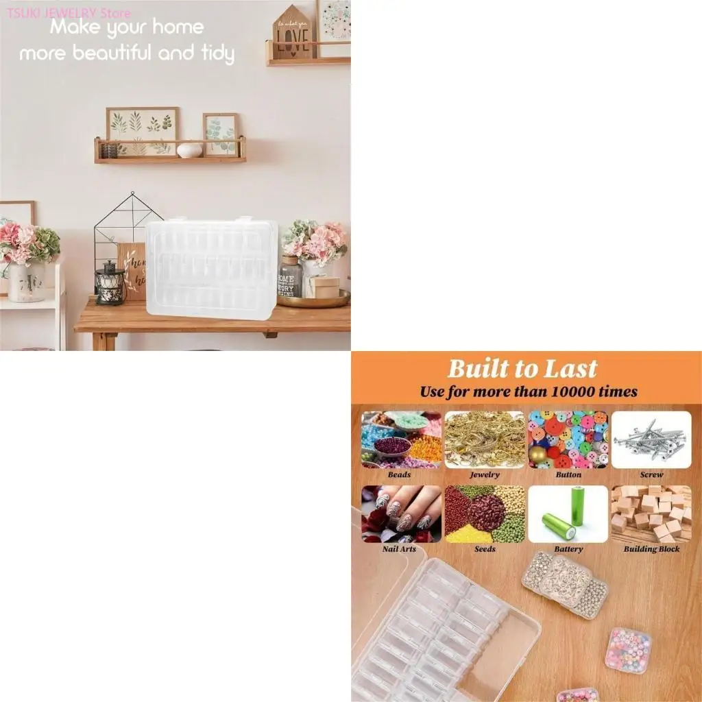 

62KE Practical Stackable 30 Cell Clear Organizers Portable Accessory for Home and Office Clutter Control Organization