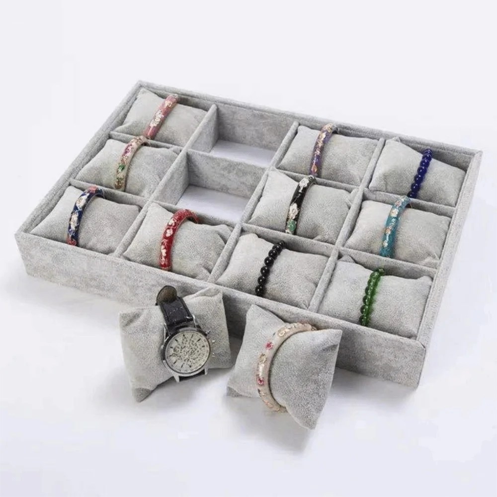 

Flannel Jewelry Display Trays Velvet Surface Stackable Jewelry Organizer Tray 12 Adjustable Compartments Adjustable