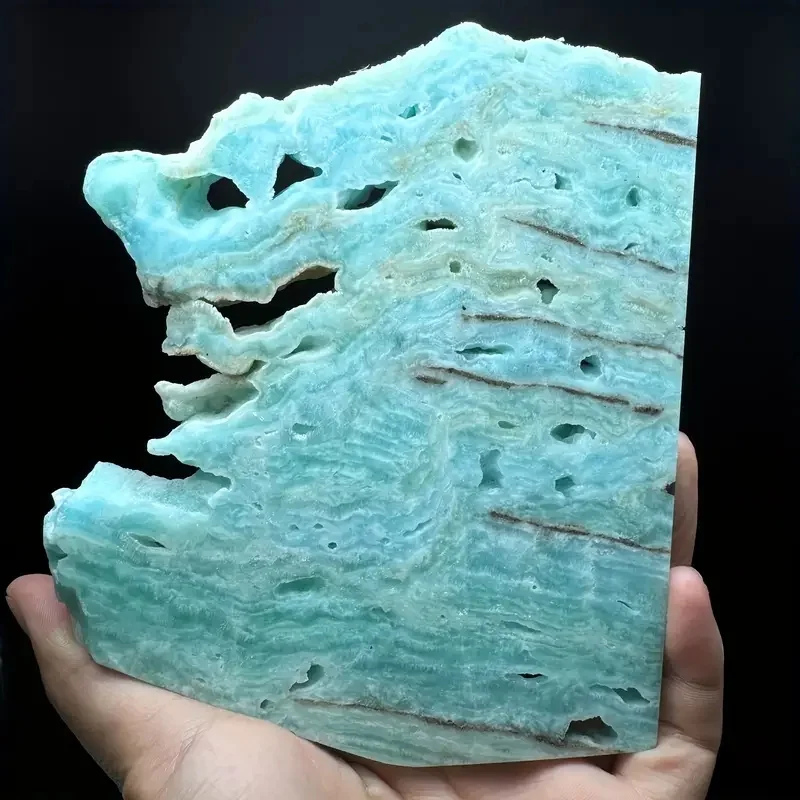 

1pcs Caribbean Calcite Slice Natural Stone Home Decor with Unique Cracks Caves, Irregular Shape, Perfect Holiday Gift Home Decor