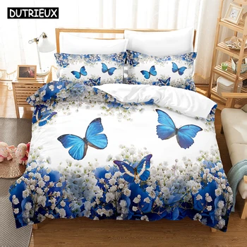 3D printed butterfly strike bedding set down duvet cover with pillowcase double complete queen king size bedding set
