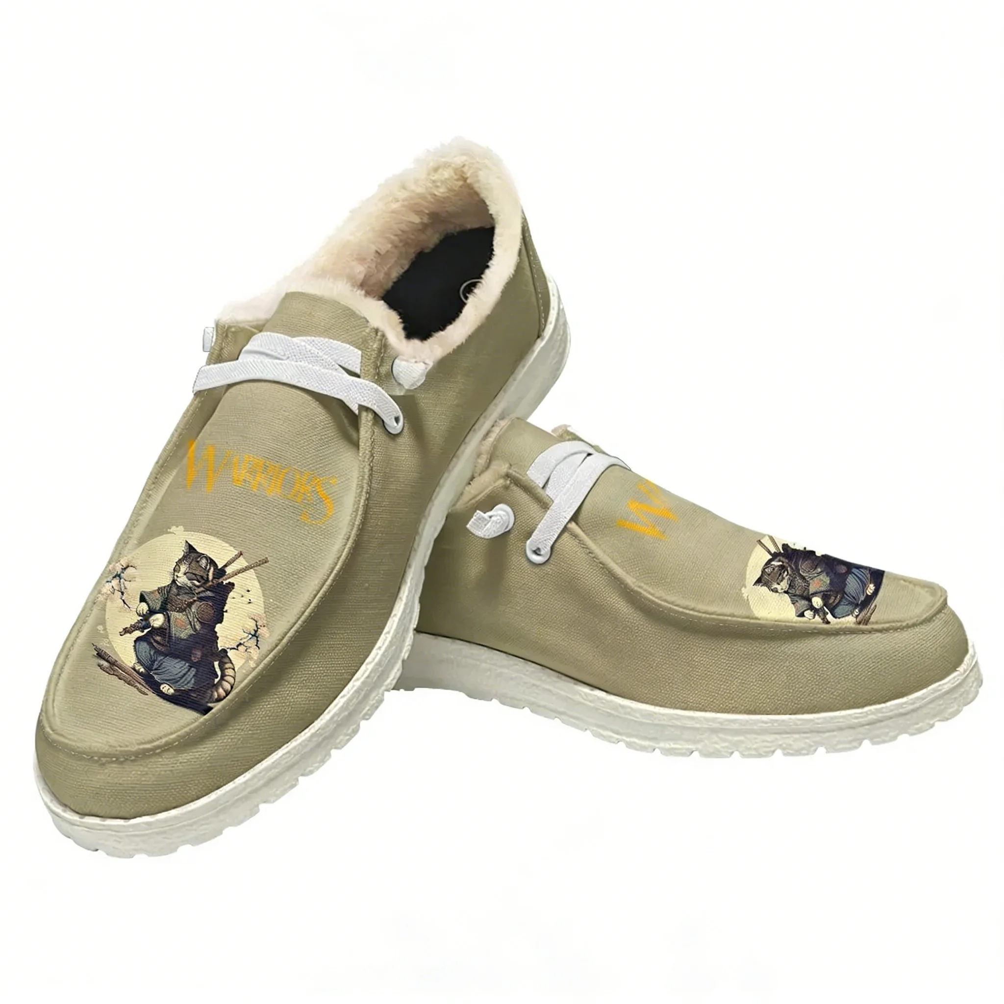 

Cat Warrior Plush Flat Shoes Mens Womens Teenager Warm Casual Shoe Indoor Outdoor Personalized Animation Shoes Custom Footwear