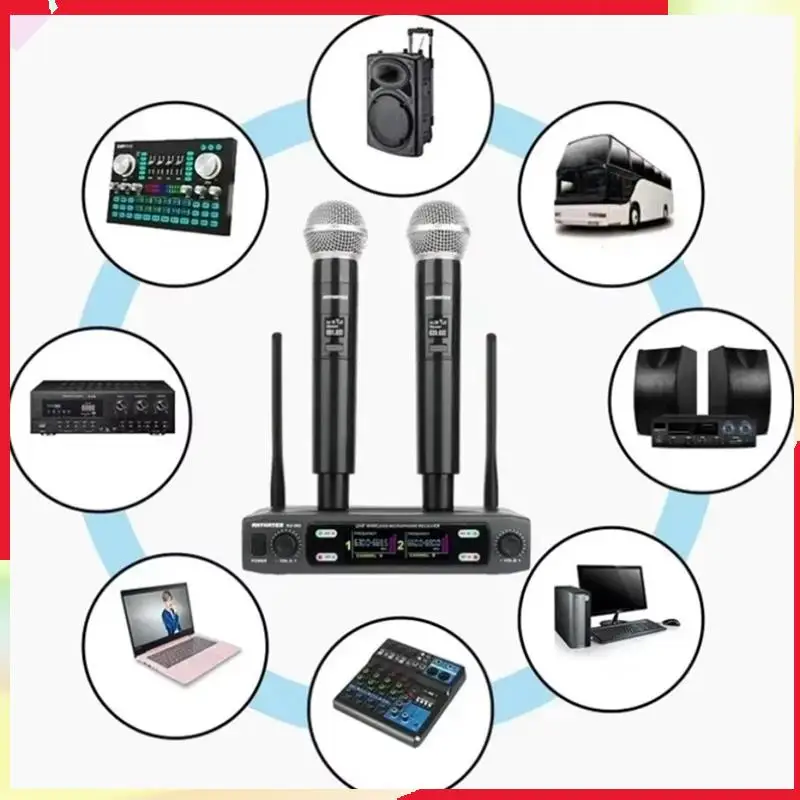 

B18B For Karaoke Party Use UHF Frequency Dual Channel Wireless Microphone System Professional Cordless Dynamic Mic EU-Plug Meet
