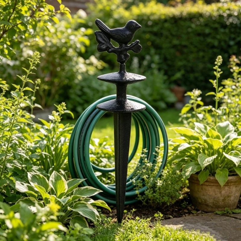 Country Themed Metal Single Bird Pipe Holder For Garden Watering And Outdoor Display B03E