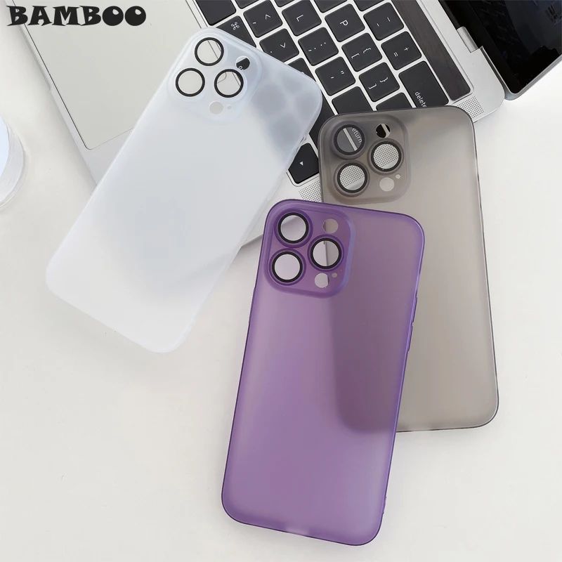 

Ultra Thin Soft TPU Frosted Translucent Anti-drop Case for iPhone 14 Plus 13 12 11 Pro Max With Lens Film Matte Clear Cover Capa