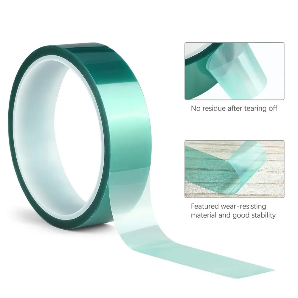 33m Green PET High Temp Tape Heat Resistant 10-50mm Adhesive Tape for Electronics PCB Protection Soldering Masking image 4