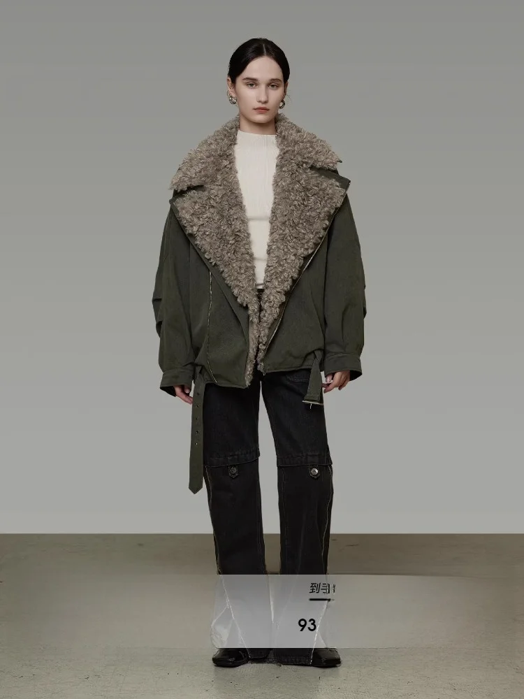 

UNSPOKEN Retro Faux Fur Collar Patchwork Parka Thiened Cotton Jaet Women's Loose Fit Winter Coat Simple Sle Online Excl...