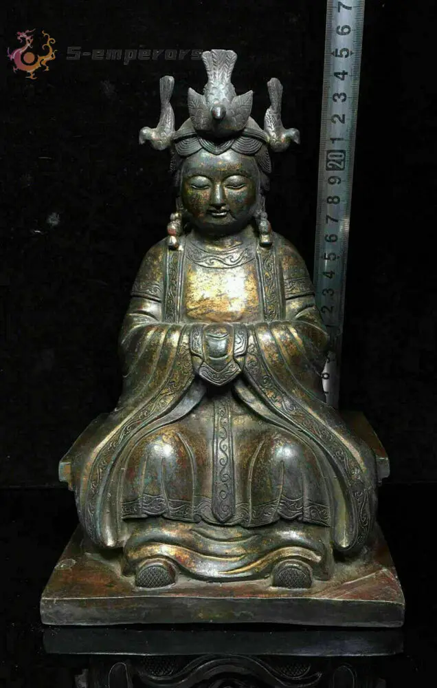 Collect China Buddhism Bronze Gilt Kwan-yin Guanyin Buddha Goddess Statue
