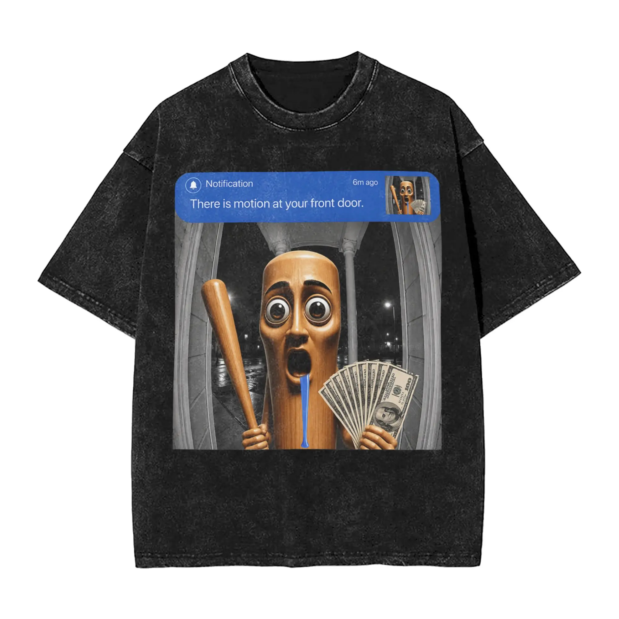 Men Women's T Shirt There is Motion at Your Front Tung Tung Sahur Drooling Money Washed T Shirts Hipster  Summer Tee Shirt