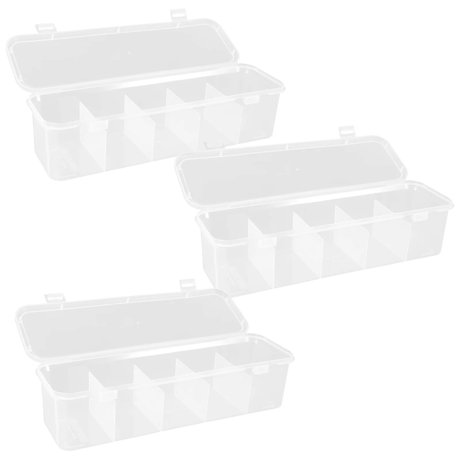 

3pcs Clear Accessories Organizer Box Multi-Compartment Storage For Hair Ties Clips Cables Portable Transparent Pp Material Cord