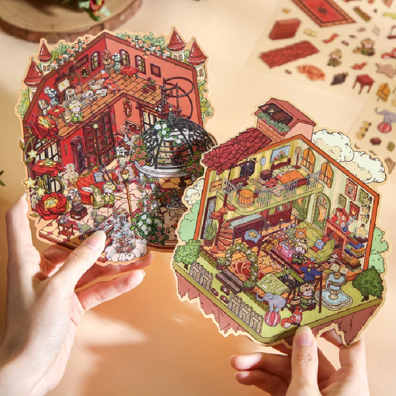 2.5D scenic stickers Prince's Fairy Tale Book Landscape Creation Flat sticker Fun Miniature Landscape Stickers stationery gift