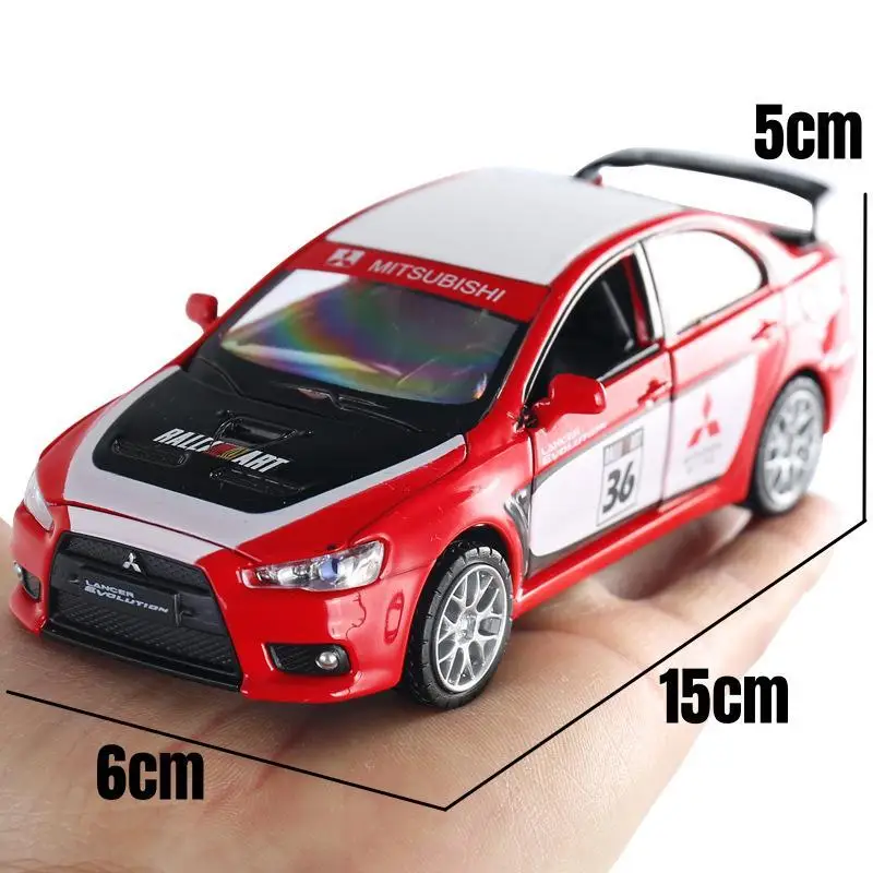 1/32 Mitsubishi Lancer Evolution WRC Rally Toy Car Model Diecast Metal Miniature Sound Light Pull Back Collection Gift For Kid