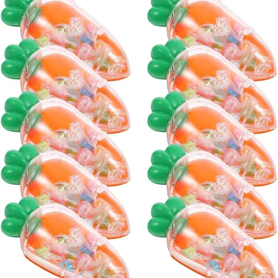 10pcs Easter PVC Gift Bags with Drawstring Easter Carrot Candy Boxes Jewelry Baskets for Easter Party