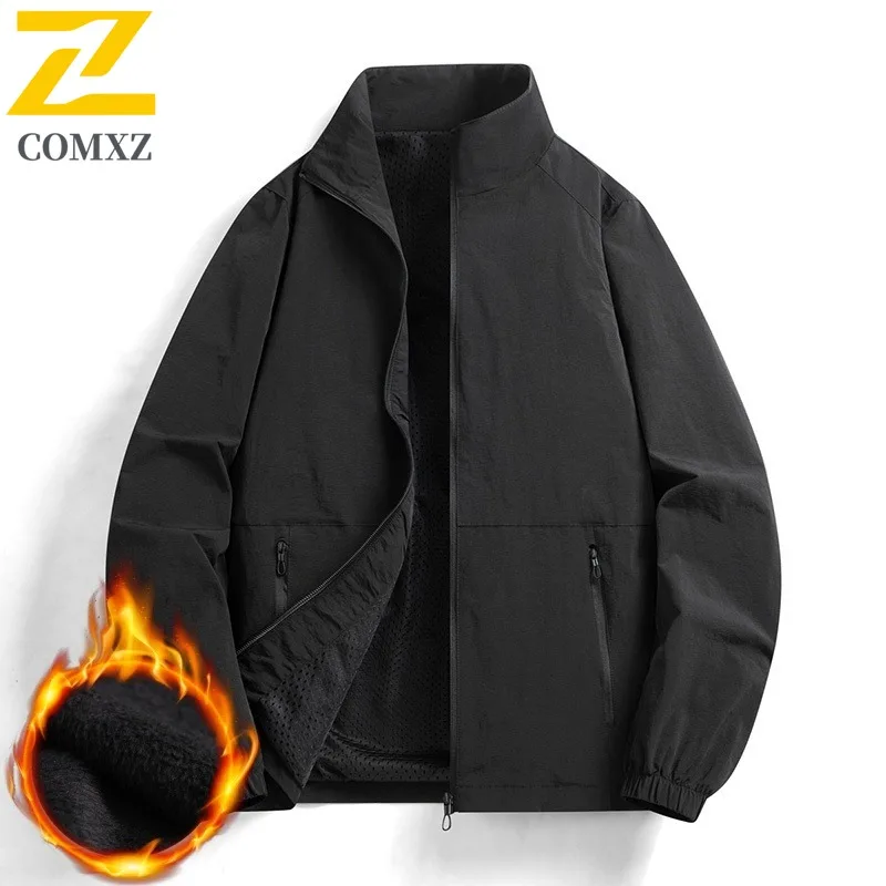 سترة تسلق الجبال الخارجية COMXZ للرجال متعددة الاستخدامات مقاومة للرياح، تصميم مميز بياقة واقفة، ملابس خريف جديدة خفيفة الوزن