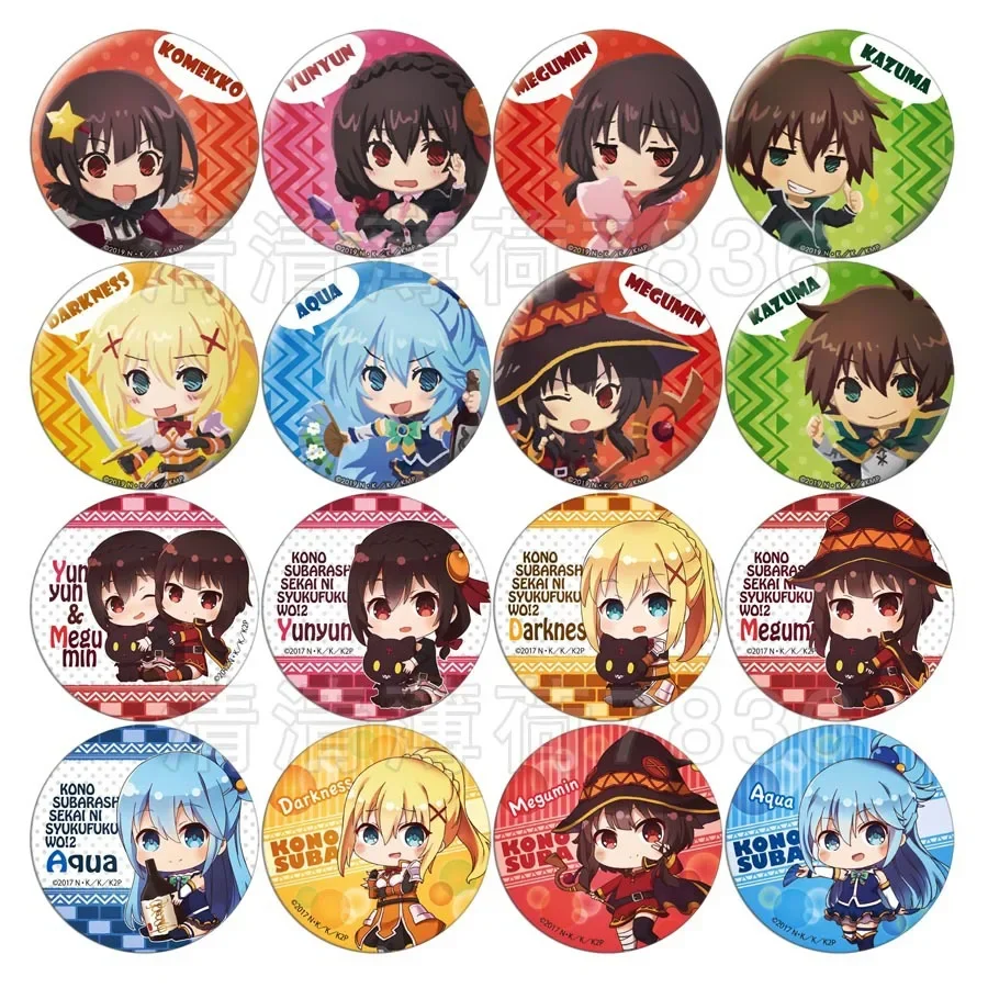 

58MM Cartoon Glossy Aqua Satou Costumes Badge Darkness Megumin Multiple Styles Adorable Lightweight Accessories Limited Edition