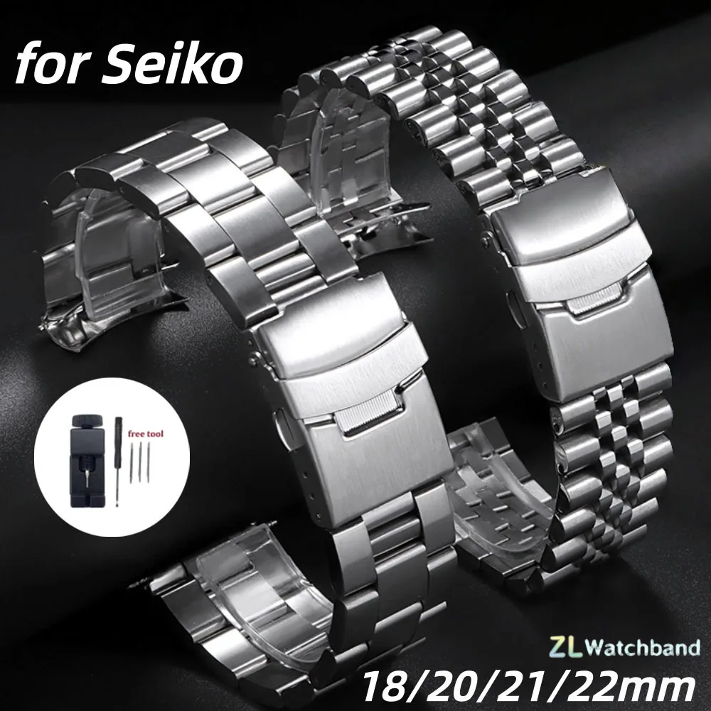 18mm 19mm 20mm 22mm Luxury Solid Stainless Steel Band Straps for Seiko for Jubilee for Oyster Belt Men's Watch Accessories