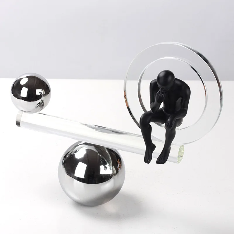 Sculptures of Balanced Thinkers, Climbing Stairs, Crystal Balls, Living Room Tabletop Decorations, Modern Decorative Crafts