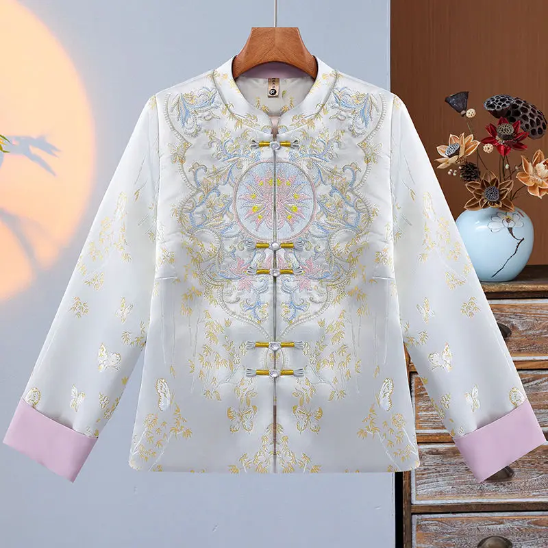 

Верхняя одежда в китайском стиле, женская модная куртка Individualis с воротником-стойкой, вышитое свободное пальто в китайском стиле в древнем стиле ретро