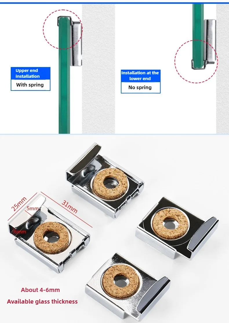 4 Stück Spiegel-Wandhalterungs-Set, Rahmenlose Clips, Montagehalterung, Klemmen, Wandhalterungen für Küche und Wohnzimmer – Detail 3