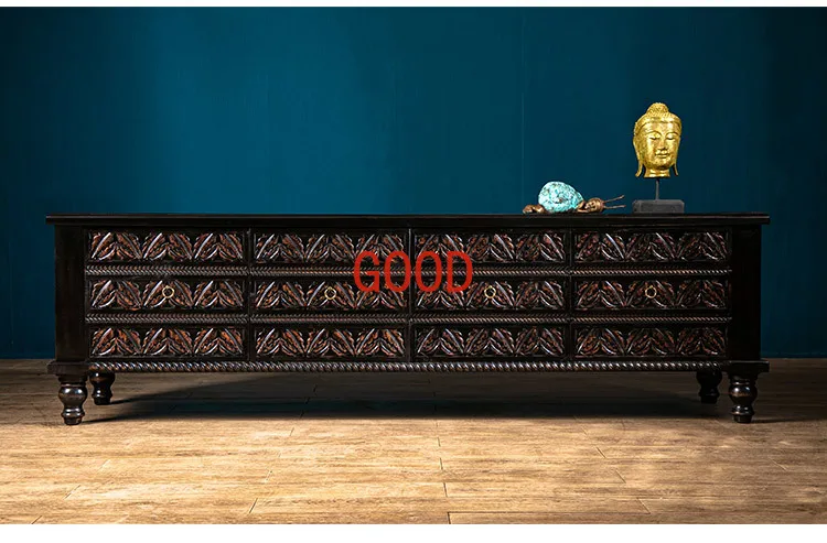 

TV Cabinet Living Room Solid Wood Carved Furniture Thai Cabinet Elm Floor Cabinet Locker