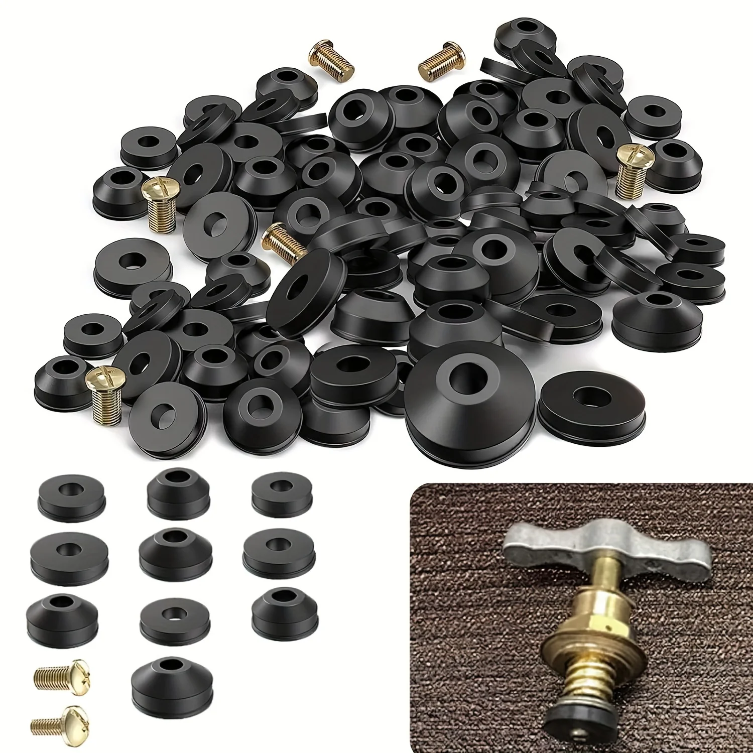 116Pcs Faucet Washer Assortment Kit, Flat & Bevel Rubber Washers, Replacement for Outdoor Garden Tap Stem Leak Repair