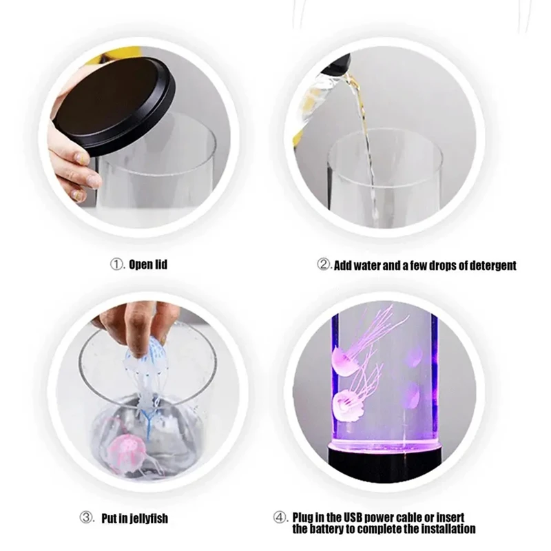 ABAE-LED แมงกะพรุนไฟกลางคืนพร้อมรีโมทคอนโทรล USB ขับเคลื่อนโหมดแสงสีสันสดใสสําหรับโฮมออฟฟิศเดสก์ท็อปตกแต่ง