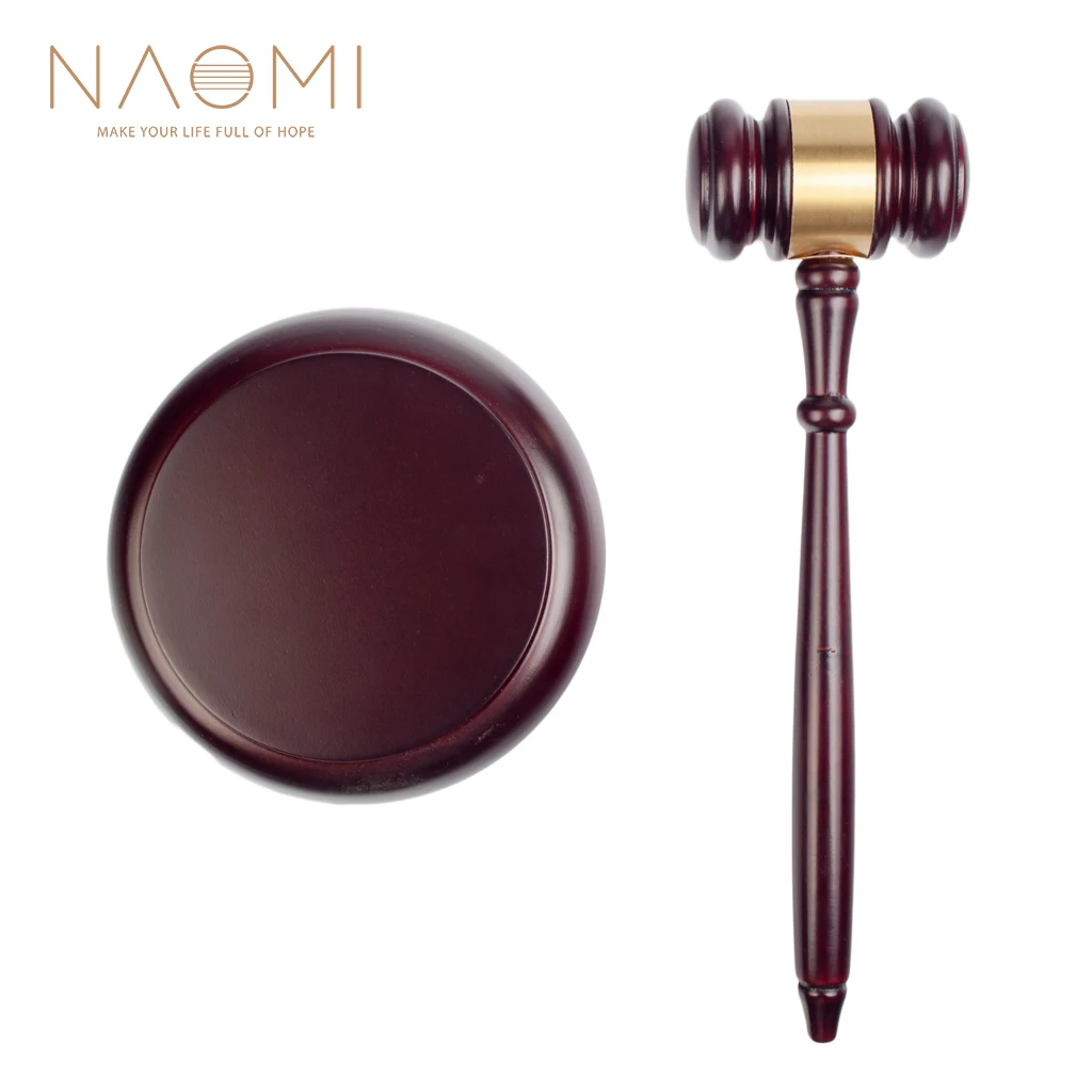 NAOMI Wooden Judge Hammer Handmade Craft Judge Auction Hammer Wood Gavel Sound Block Court Decoration Set