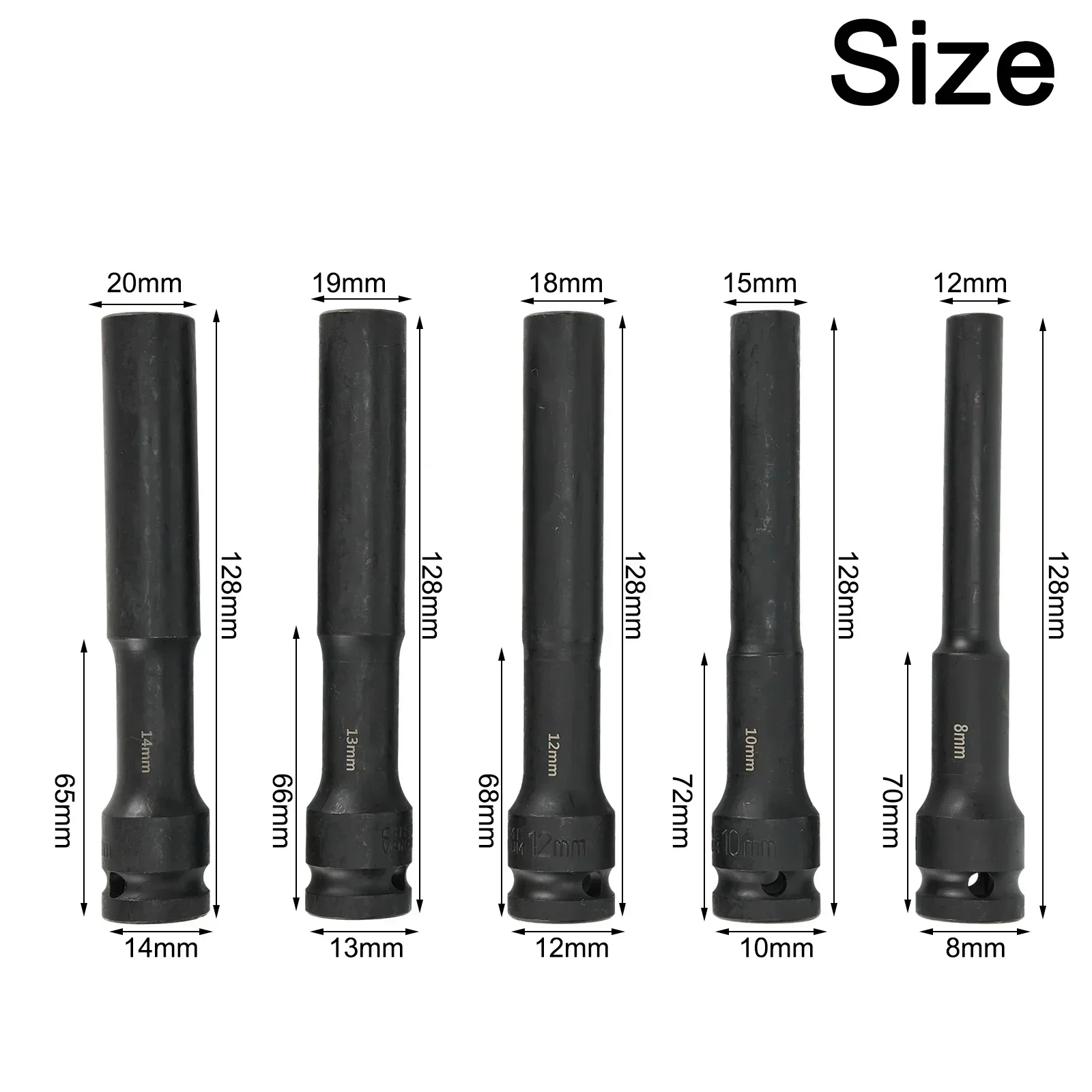 4pcs Hex Socket Adapter Spanner Converter 1/2" Drive Socket Impact Wrench Adapter 8/10/12/13mm Power Tool Accessories
