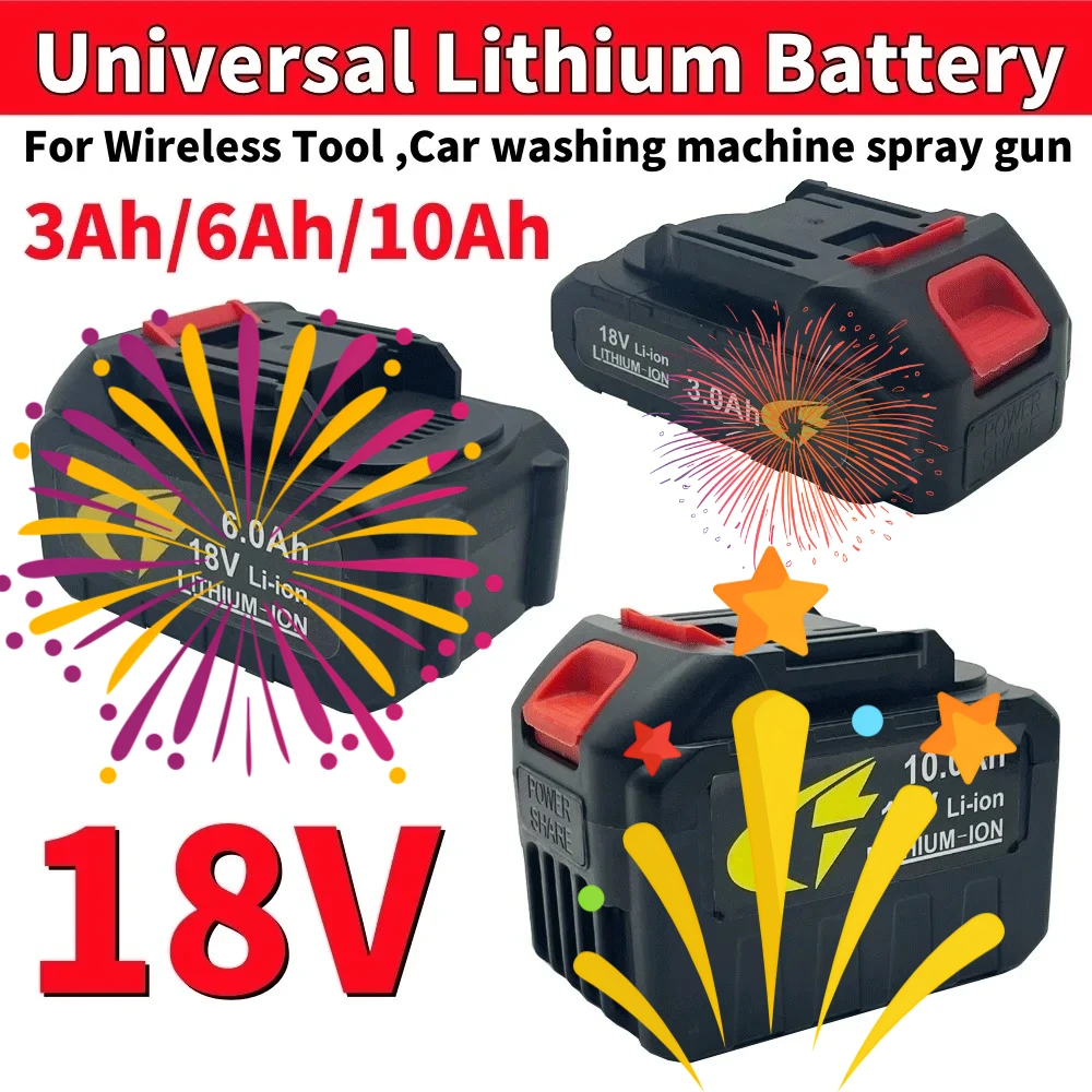 

✨18V 10Ah 6.0Ah 3.0Ah universal lithium battery , can be used for pastoral tools, Car washing machine spray gun, watering guns