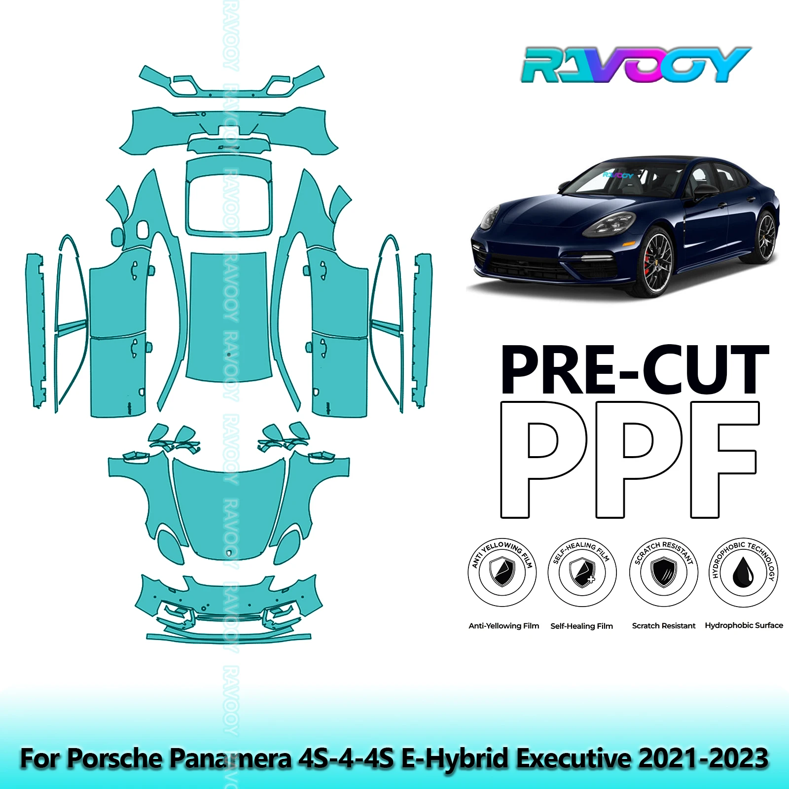 

8.5Mil Precut PPF Paint Protection Film Full Vehicle Clear Bra For Porsche Panamera 4S-4-4S E-Hybrid Executive 2021-2023