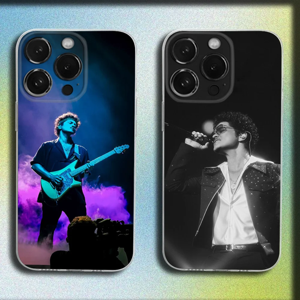 

B-Bruno Mars Singer Phone Case For iPhone 16,15,14,13,12,11 Plus,Pro,Max,XR,XS,X,Plus,SE,Mini Transparent Soft Cover