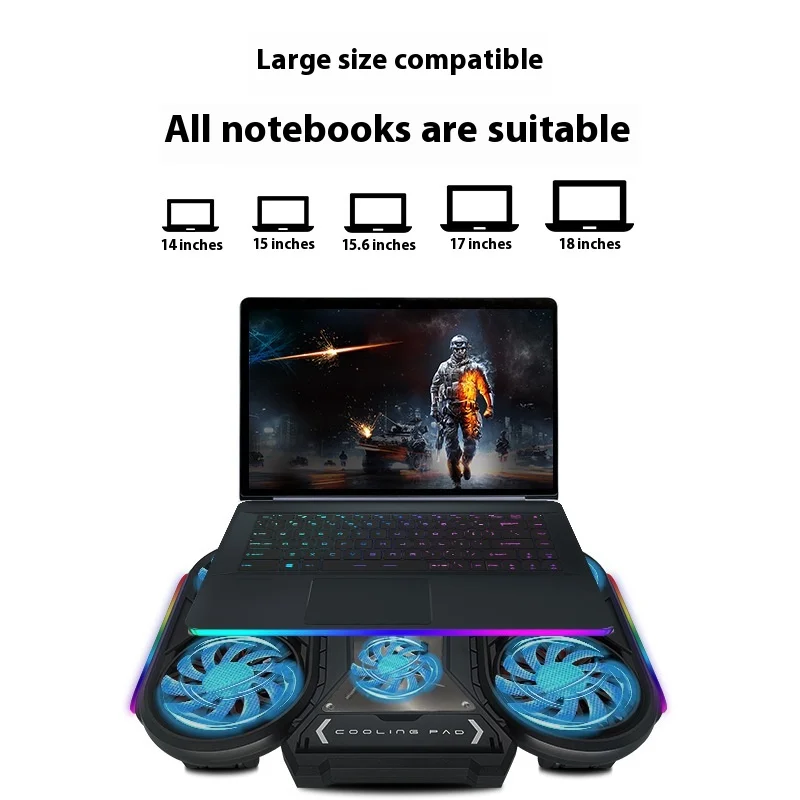 

RGB Silent Laptop Cooling Pad for 17-17.3-18 inch Laptops Gaming Computer Notebook Base Fan Laptop Cooler Cooling Stand Holder