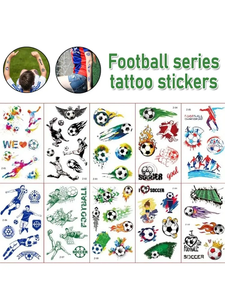 New 10PCS Temporary Tattoos Football Fake Tattoo Sticker Soccer Fan Waterproof Temporary Tattoo Sticker Sleeves Man WS002