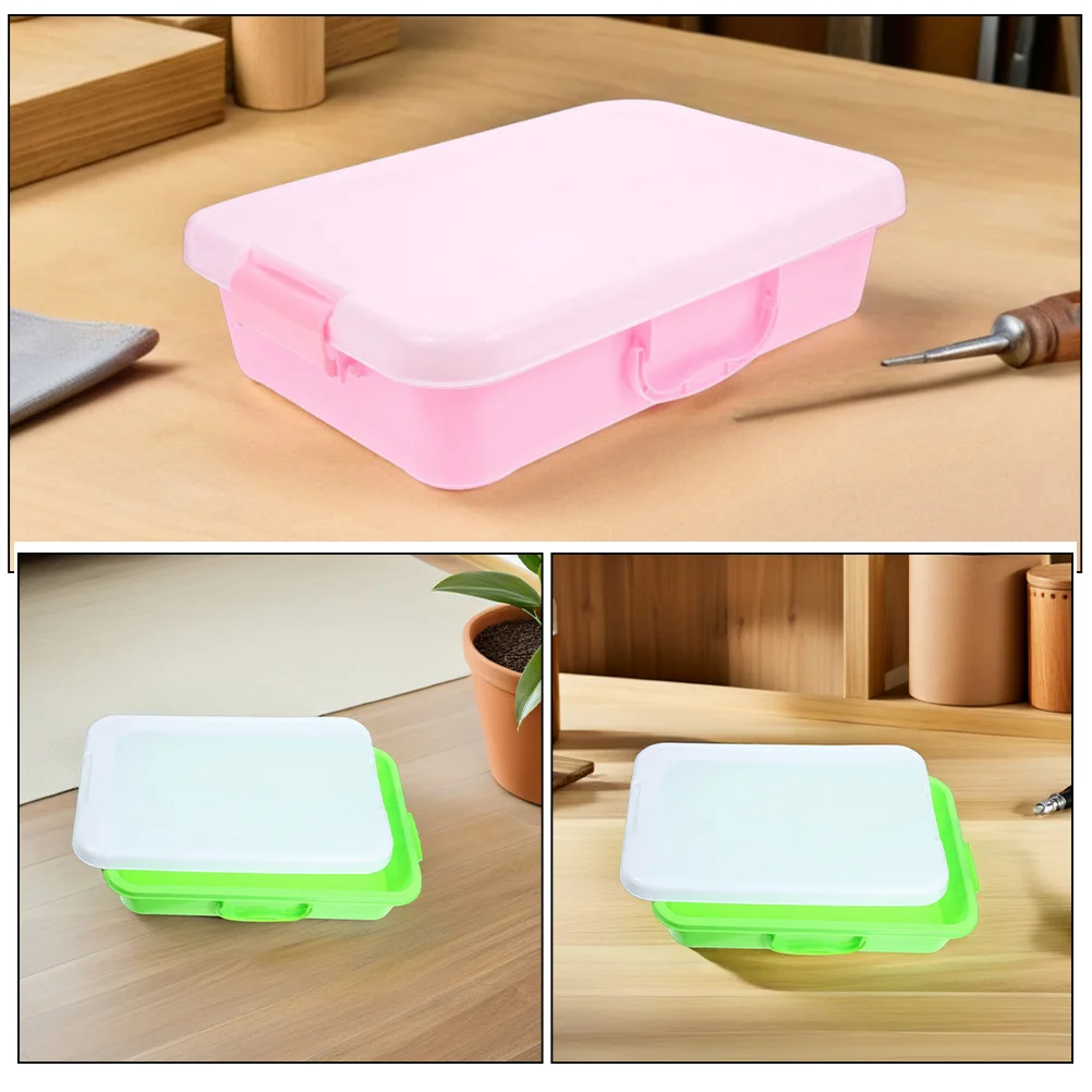 2Pcs Plastic Sandbox Storage Container with Handle Multi-Functional Sensory Bin for Kids Sand Play Water Art Crafts Organized