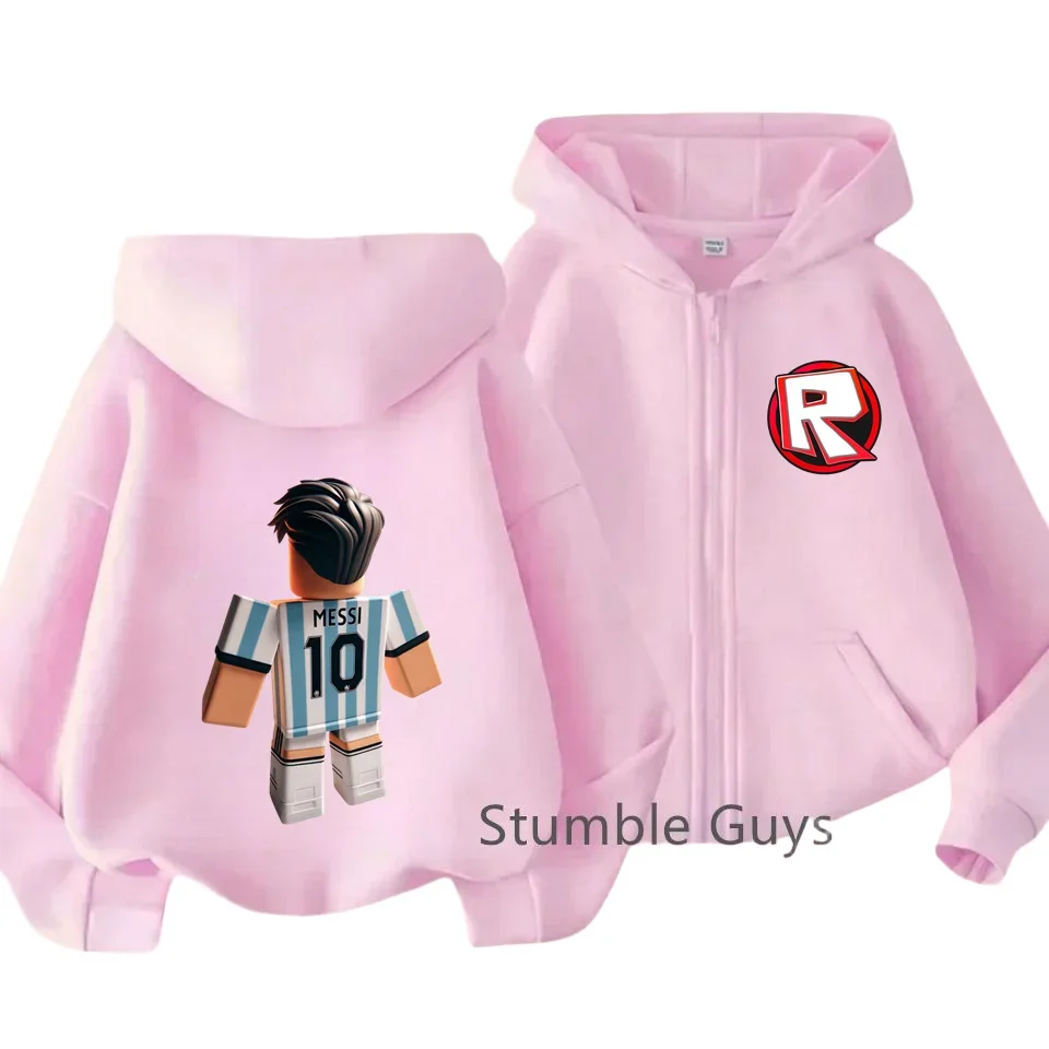 أطفال Roblox العصرية قلنسوة بسحاب الخريف لعبة طباعة أنيمي الأولاد ملابس الفتيات أزياء الزي غير الرسمي