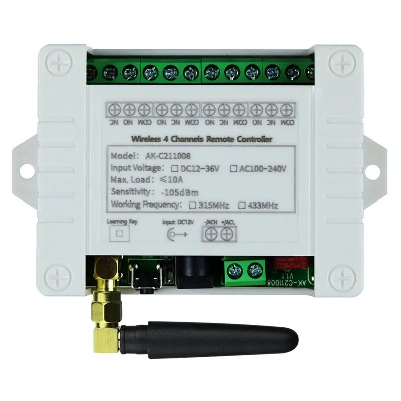 2X DC12-36V Wireless 4CH Remote Controller LED Light Switch Relay Output Radio RF Remote Control 433Mhz Receiver