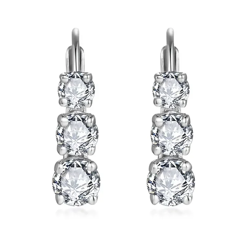 KEEP YES Total 1.2ct 4mm Fully Moissanite Diamond Hoop Earrings for Women 925 Sterling Silver Sparkling Wedding Earring Jewelry