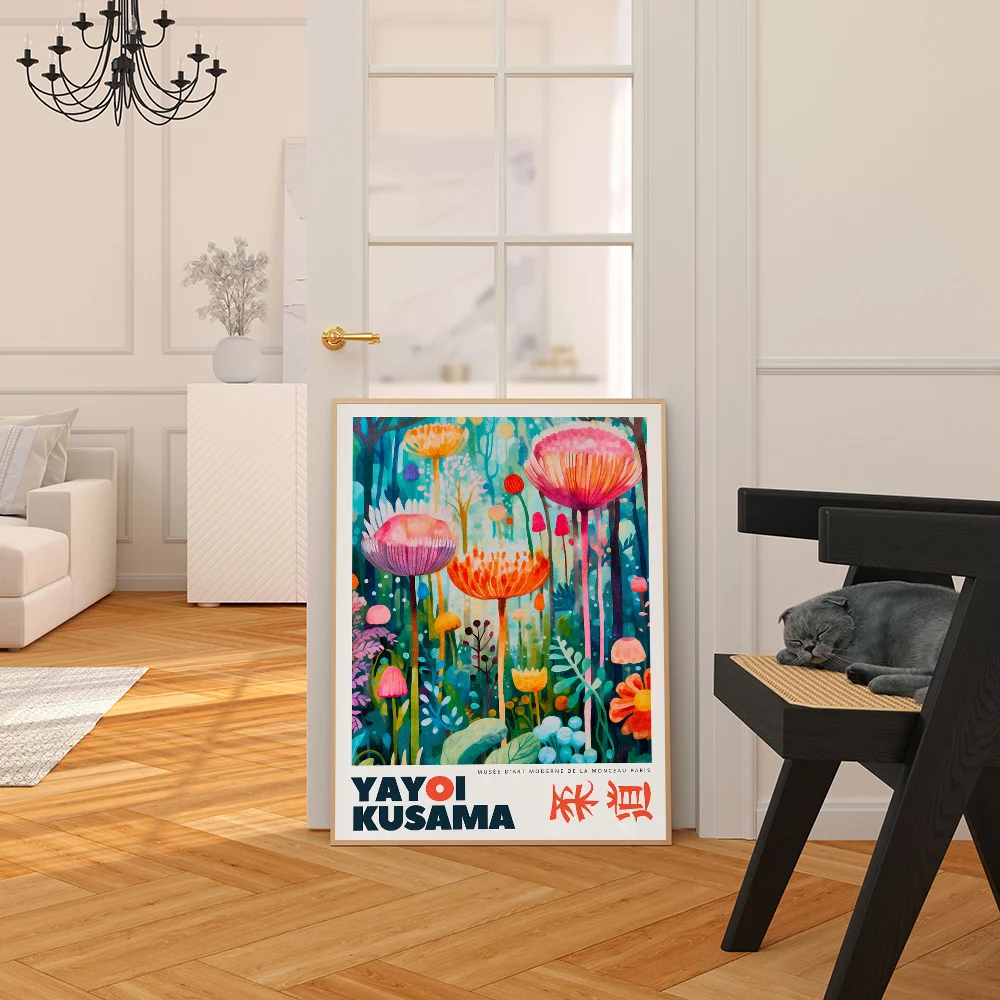 Kusama YayoshiWall Art Canvas Painting Poster Retro DIY Room Cafe Aesthetic Art Wall Painting Nordic Living Room Home Decoration