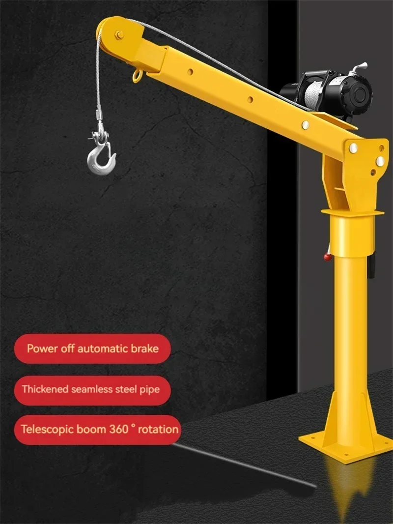 Para guindaste pequeno montado em veículo, caminhão de 0,5 toneladas, guindaste automotriz montado em veículo, 12v/24v, grua elétrica doméstica