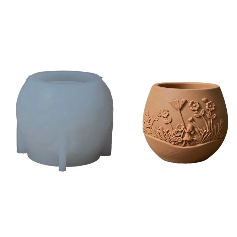 

Handmade Craft Mould For Artistic Floral Pot Featuring Rustics Girl Pattern