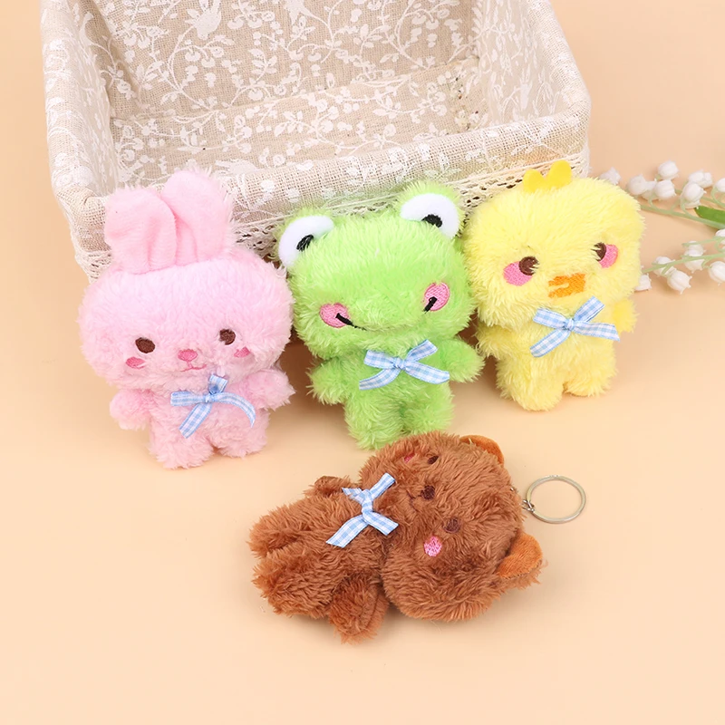 1PC Cartoon Plush Animal Keychain Mini 4 Animal Little Bear Rabbit Frog Chicken Stuffed Plush Toy Decorate