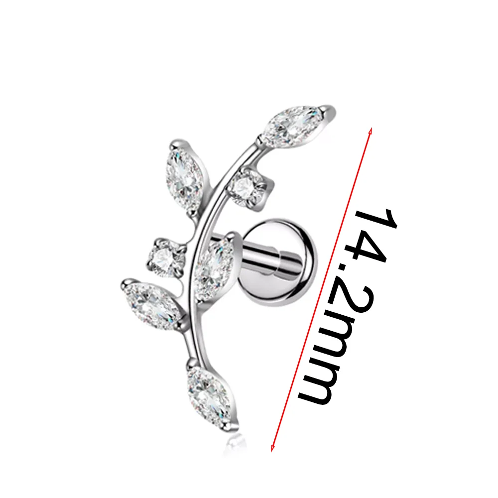 ASTM F136 Titanlegierung Pferdeauge Runder Zirkonia Ohrknorpel-Piercing Modeschmuck Hypoallergener Körperschmuck Unisex – Detail 2