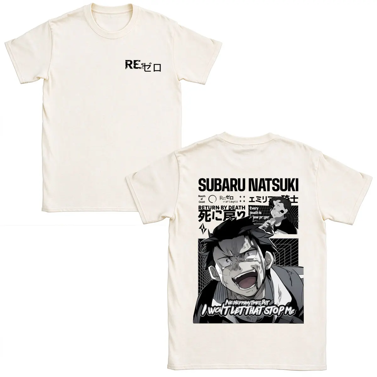 Anime Re:ZERO Starting Life in Another World T-shirt Subaru Natsuki Graphic T-shirts Men's Clothing Casual Oversized Tee Shirt