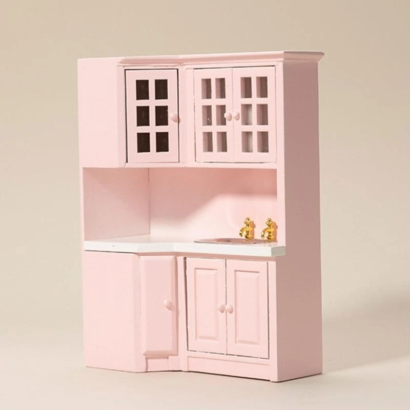 

Mini Kitchen Cabinet Figurine Furniture Toy for 1:12 Dollhouse Landscape Layout 15UB
