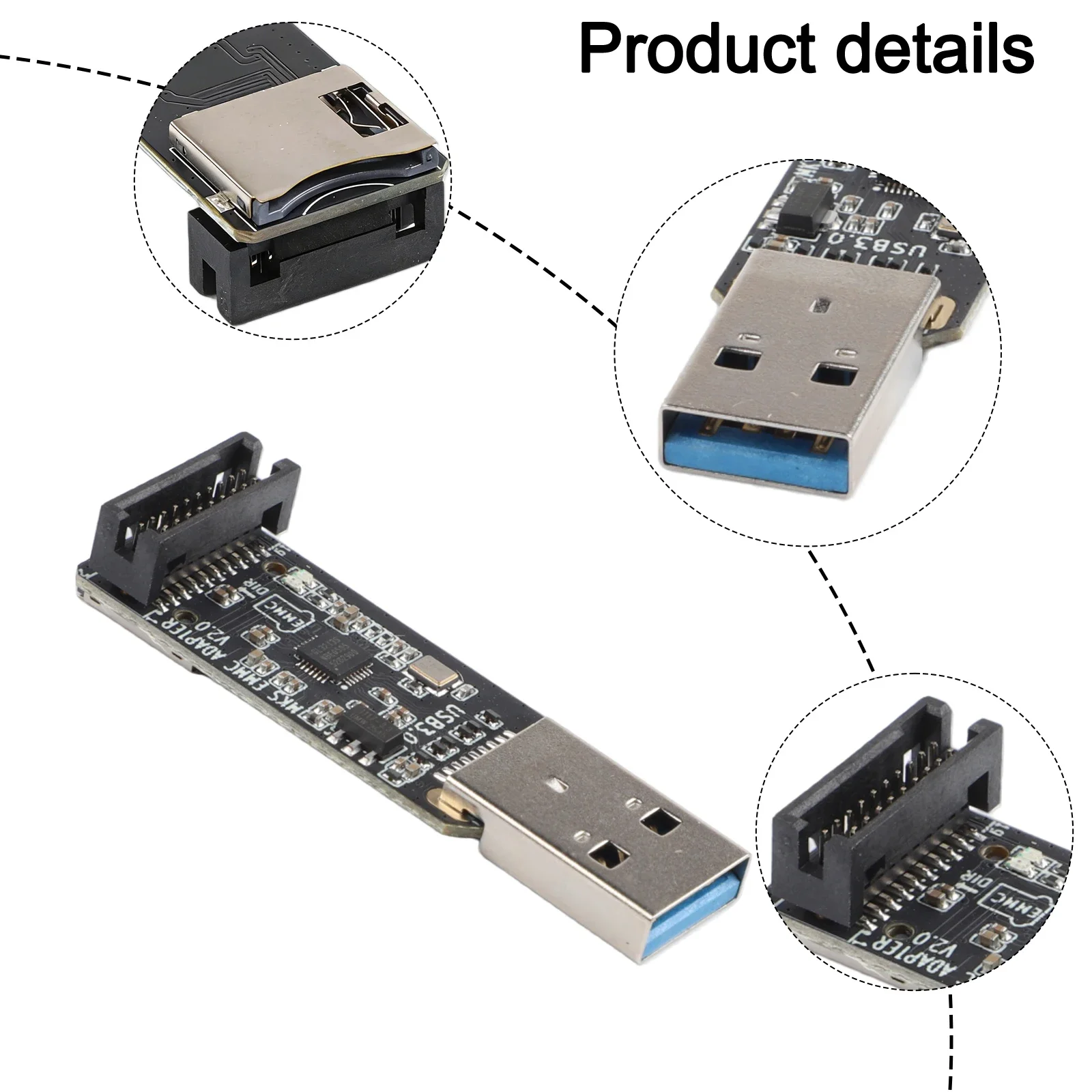 

Модуль для записи изображений, адаптер EMMC USB3.0 для записи изображений, компактный дизайн, легкий вес (4,5 г), материал печатной платы, поддержка записи изображений.