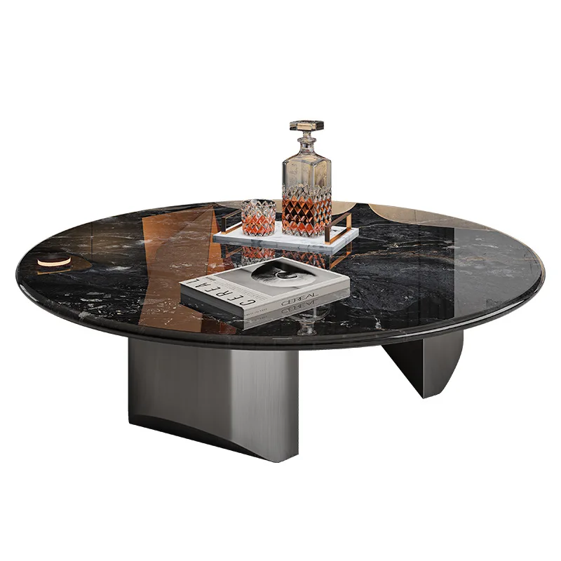 

Роскошный каменный журнальный столик для гостиной, суперкристаллический камень, простой современный 2022, новый круглый свет, роскошный минималистский стиль
