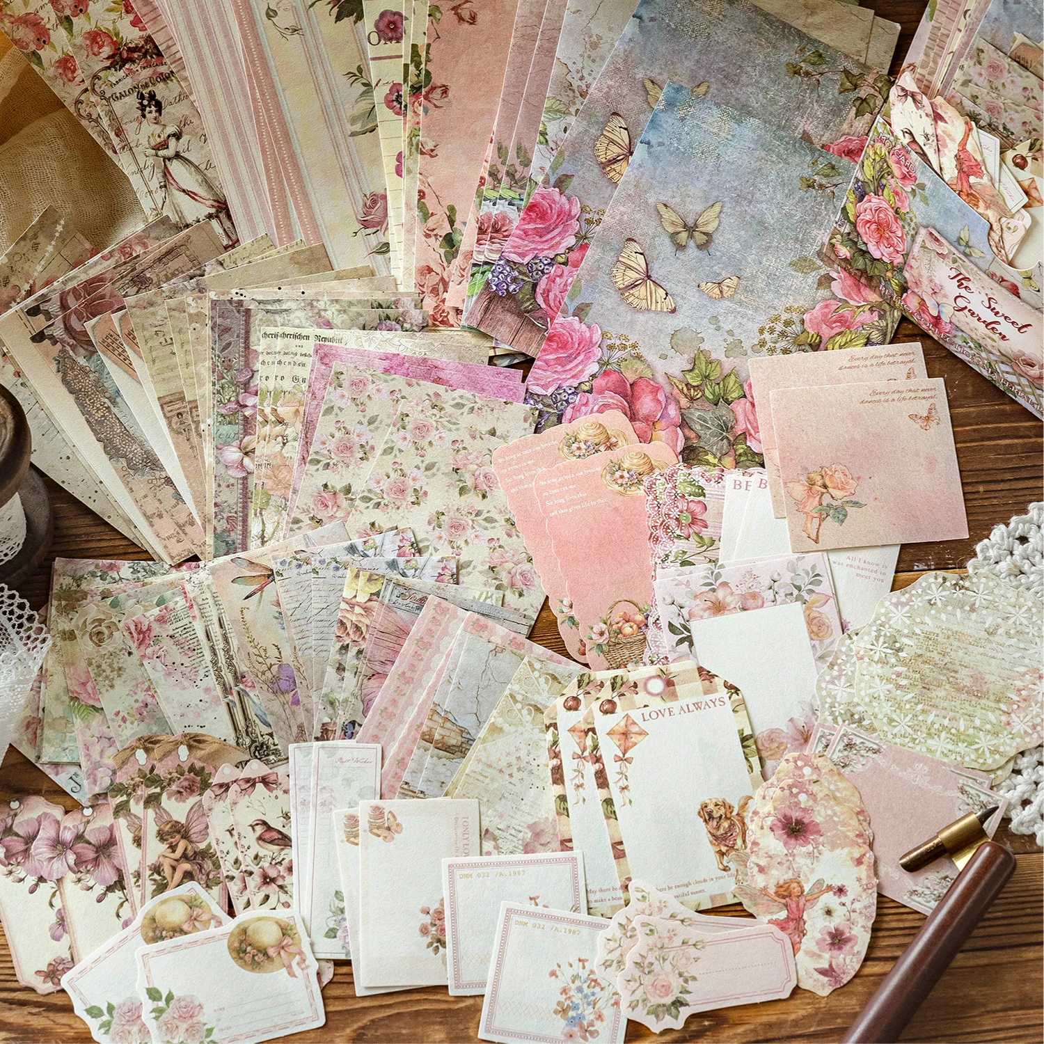 Mr Paper 400pcs Garden Post Office Collection Light Paper Material Pack DIY Handbook Collage Journal Notebook Scrapbook Envelope