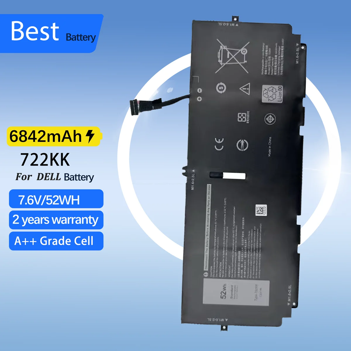 

722KK Laptop Battery For DELL XPS 13 9300 9310 9380 Series P117G P117G001 P117G002 2XXFW FP86V WN0N0