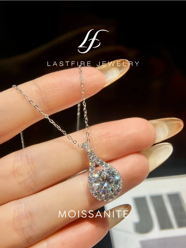 

Подвеска-колье с бриллиантом из муассанита 3-5 карат в форме капли для женщин, из настоящего серебра 925 пробы, свадебные ювелирные украшения