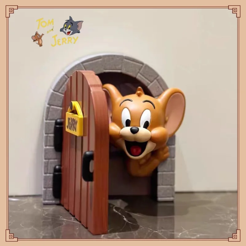 재고 있음 데스크탑 장식품 톰 고양이 제리 마우스 하우스 100th 장식 액션 피규어 모델 장난감 소년 소녀 생일 선물