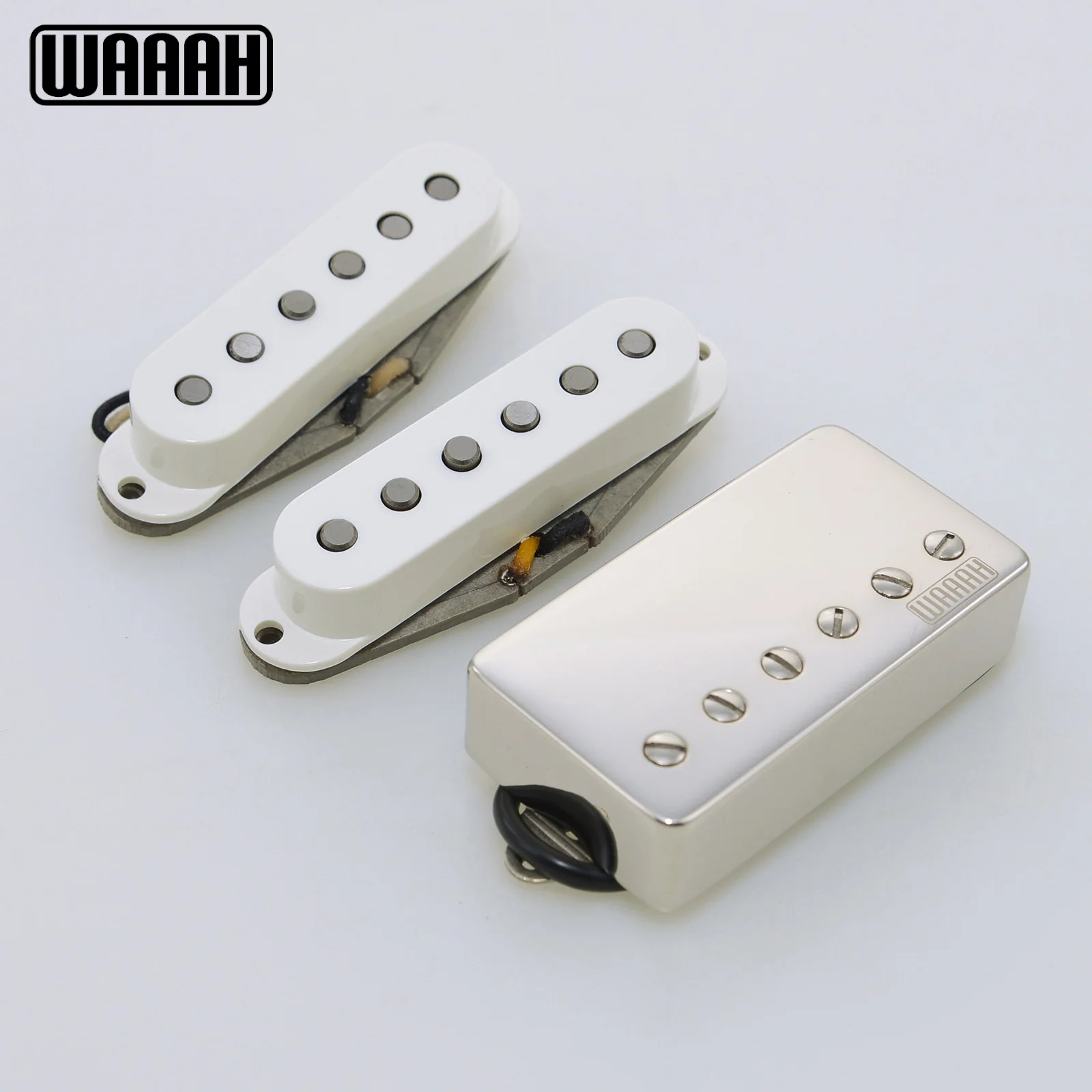 WAAAH Handwound V70 60's HSS Double Coil Guitar Pickups Alnico 5 Grey Bottom Plate Guitar Parts for Electric Guitar Replacement